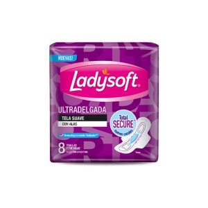 LADYSOFT TOALLITAS ULTRA DELGADAS C/ALA x 8u SUAVE